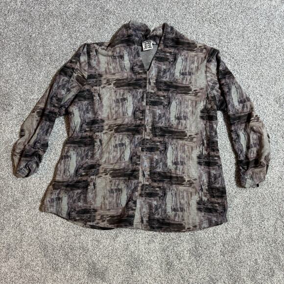 Parsley & Sage Top Women Sz Large Abstract Artsy Lagenlook Boho Witchy Button Up - Picture 2 of 8